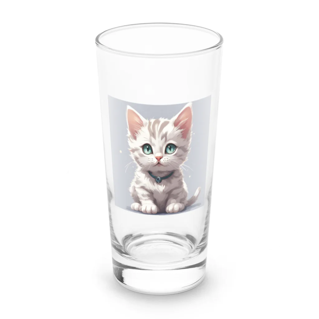 yoiyononakaの虎縞白猫04 Long Sized Water Glass :front