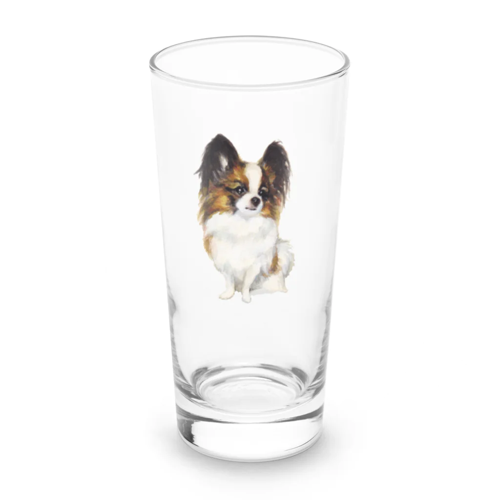 paw-pawのパピヨンちゃん Long Sized Water Glass :front