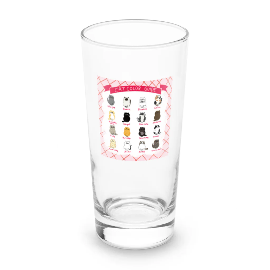 そぼろのプリント屋さんのキャットカラーガイド（ねこ図鑑） Long Sized Water Glass :front