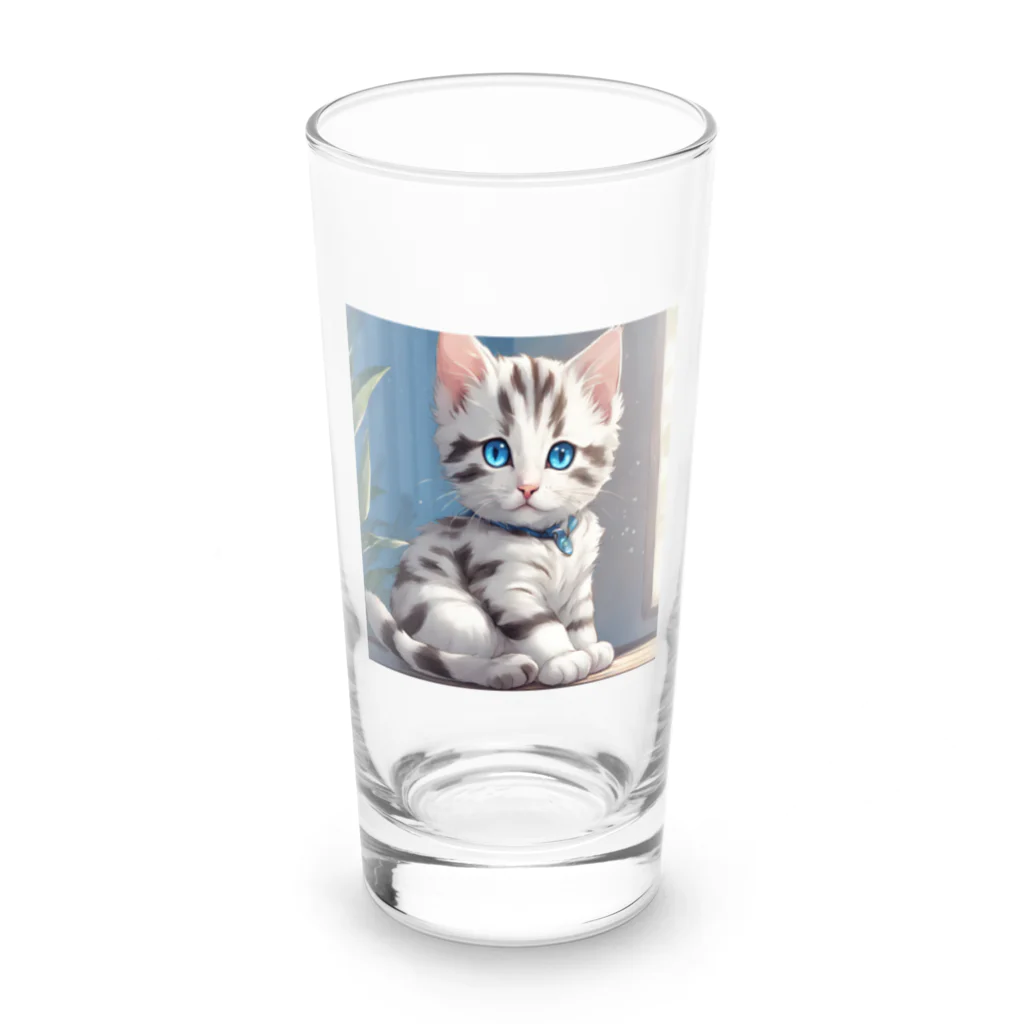 yoiyononakaの虎縞白猫のまなざし04 Long Sized Water Glass :front