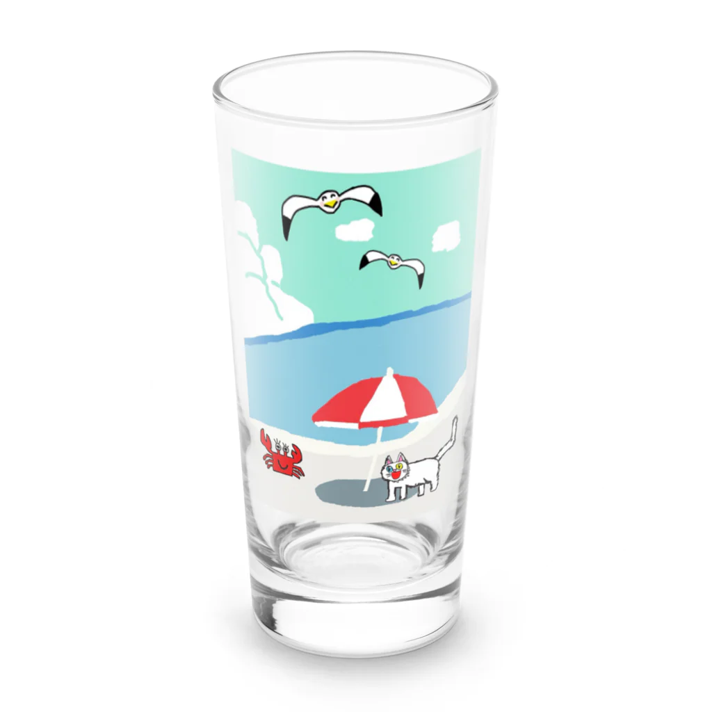 エマメ本舗のオッドアイの白猫エマメちゃんグッズ Long Sized Water Glass :front