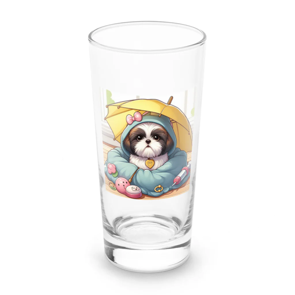 ワンコとにゃんちゃんズのアンブレラシーズー Long Sized Water Glass :front