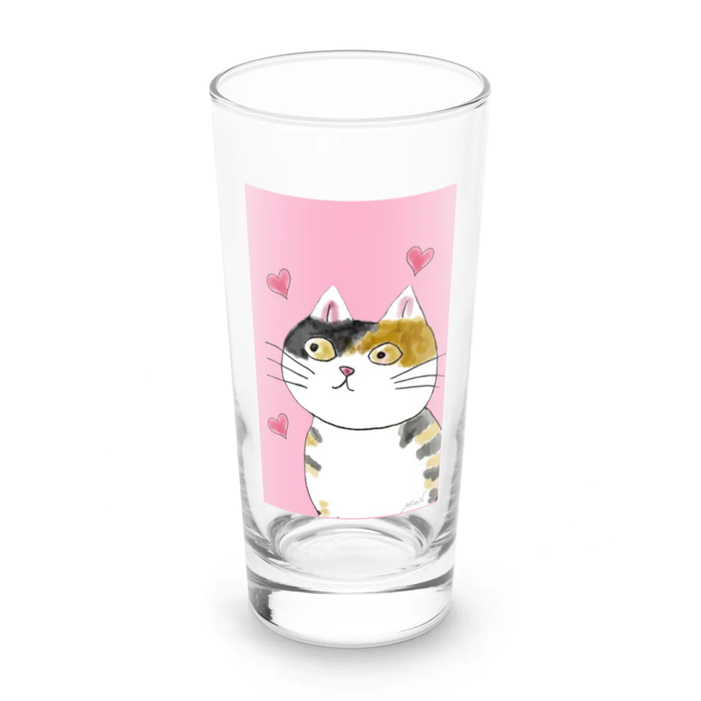 MIe-styleのみぃにゃんハートに囲まれて Long Sized Water Glass :front