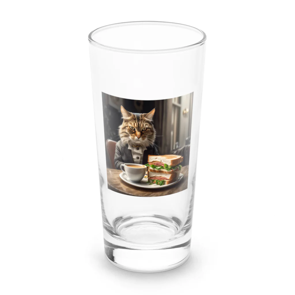 だんのんのサンドイッチでランチする猫 Long Sized Water Glass :front