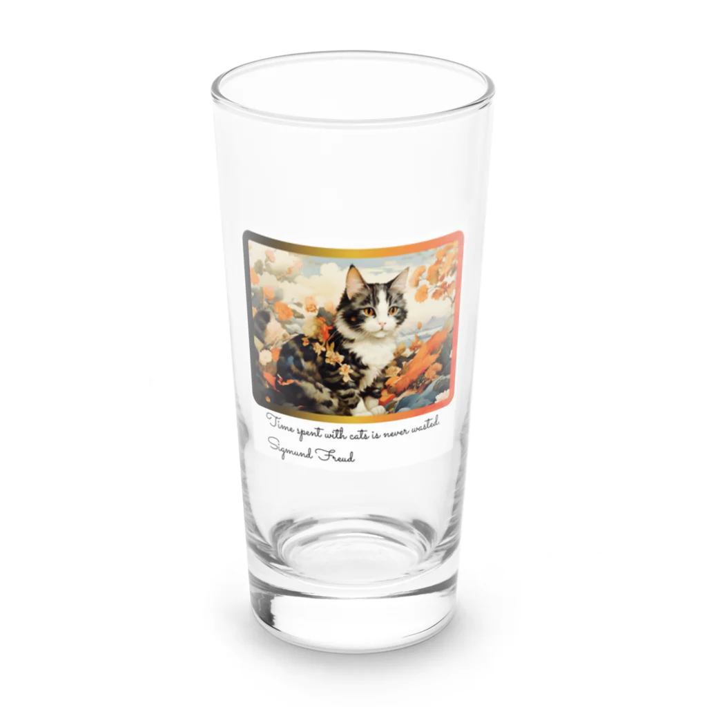 adarahの和風アートと三毛猫 Long Sized Water Glass :front