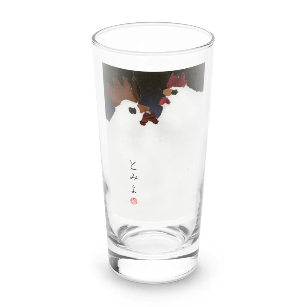 とみよのちぎり絵のとみよのにわとり Long Sized Water Glass :front