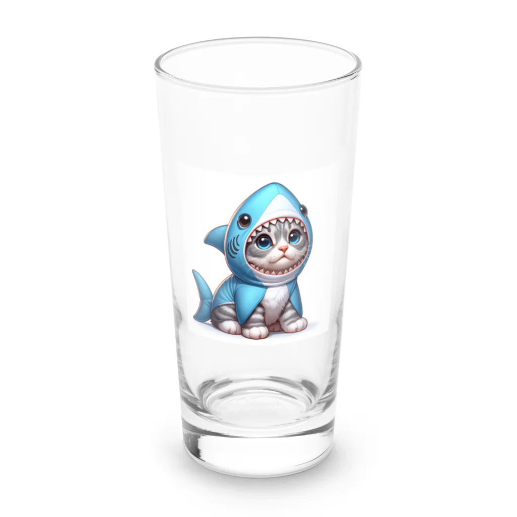 IloveCatのサメのフードを被った子猫 Long Sized Water Glass :front