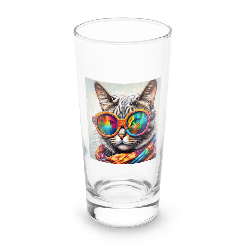 だんのんのカラフルメガネをかけた猫 Long Sized Water Glass :front