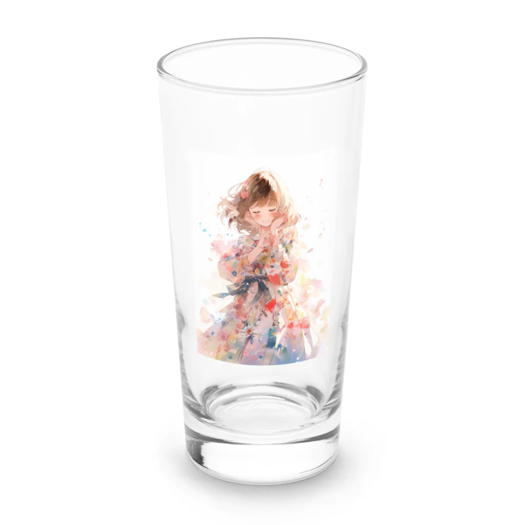AQUAMETAVERSEの花柄模様の服を着た女性　なでしこ1478 Long Sized Water Glass :front