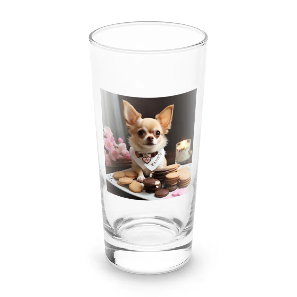 チワワ愛好家ショップのチワワのキラキラ日記📔🐾 - 家族と紡ぐ特別な日々 Long Sized Water Glass :front