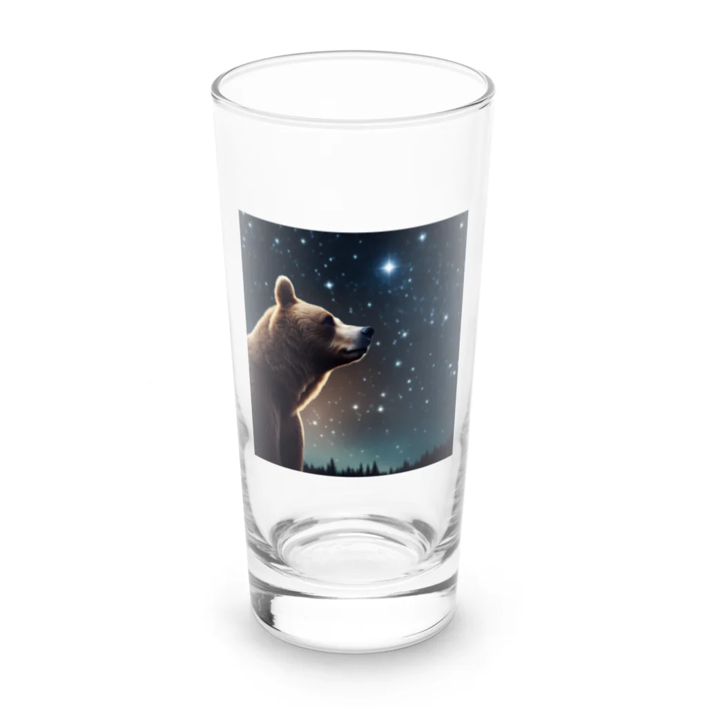 ビビッドストアの星を眺めるかわいい熊 Long Sized Water Glass :front