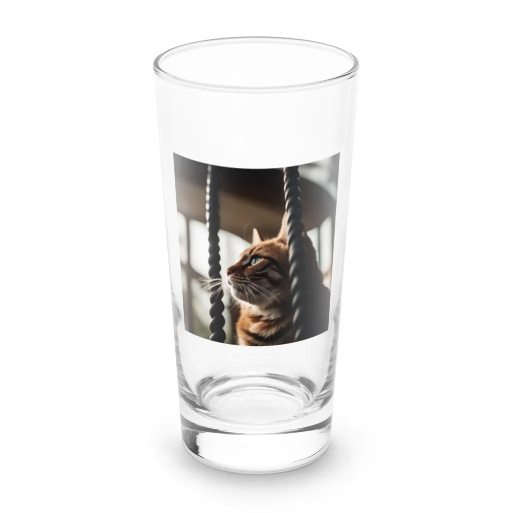 feliceのタワーに登っている猫 Long Sized Water Glass :front