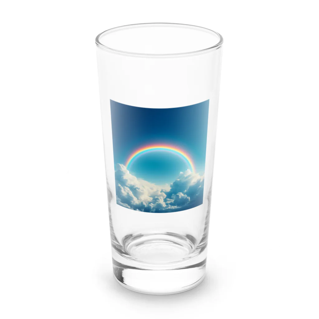 青と緑の青い空と虹 Long Sized Water Glass :front