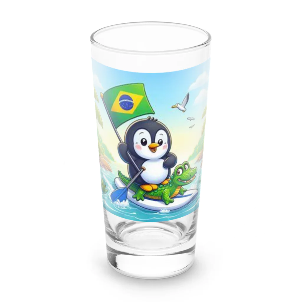 Enjoy 旅SUP!の旅ペンギン　ブラジル　アマゾンでSUP！！ Long Sized Water Glass :front