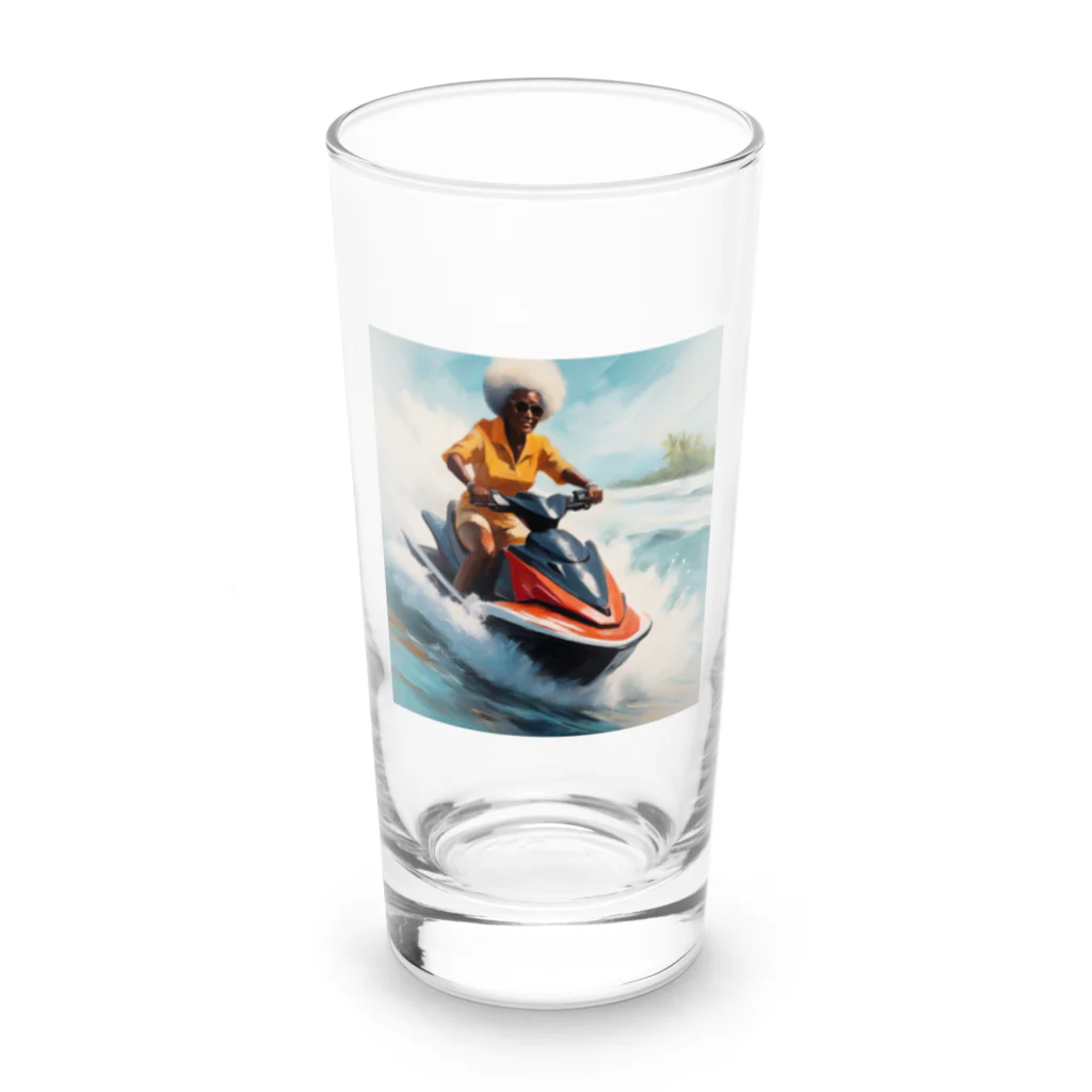 qloのジェットスキー乗り乗りグランマ Long Sized Water Glass :front