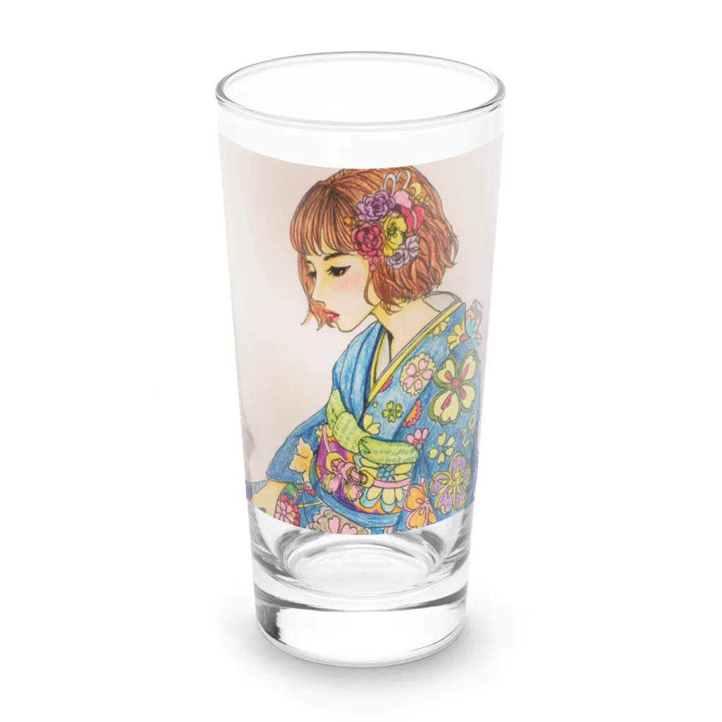 Nene-Yの和-着物- Long Sized Water Glass :front