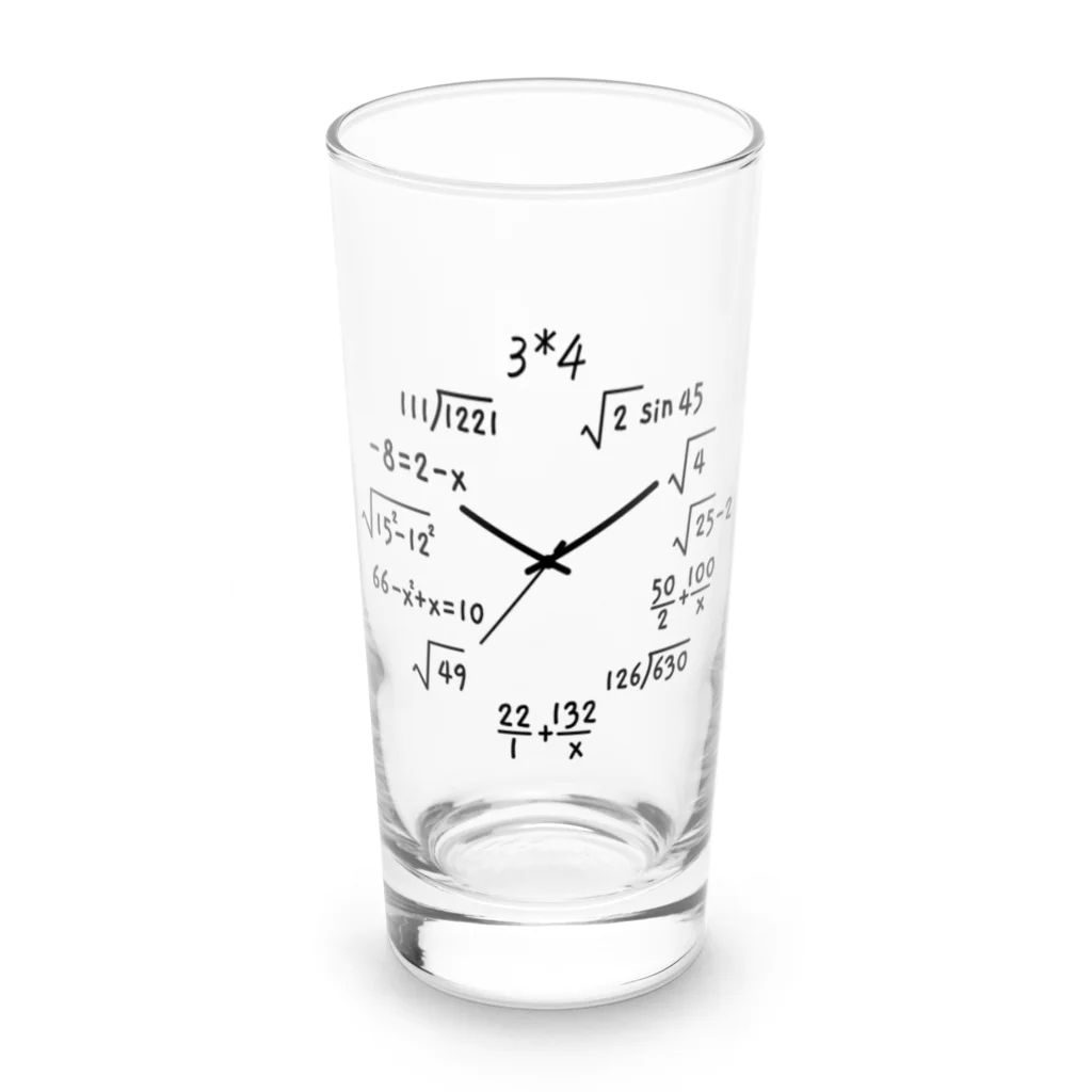オノマトピアの数学時計（理系デザイン） Long Sized Water Glass :front