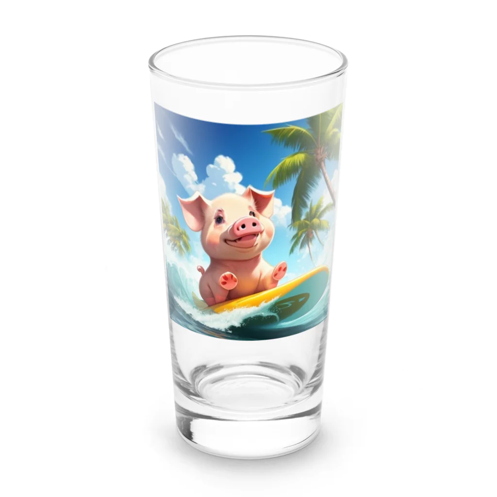  "Happy smile shonanのブタサーファー Long Sized Water Glass :front