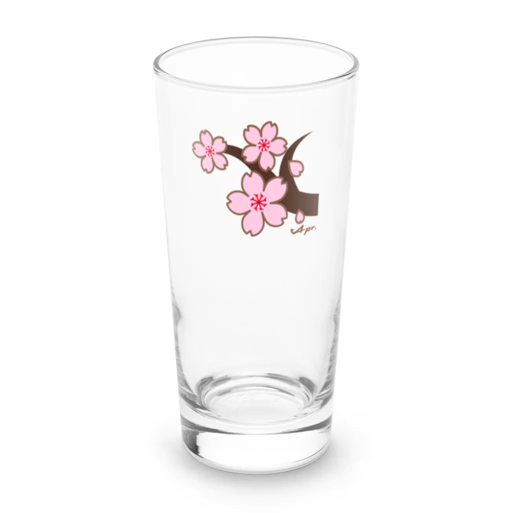 So湖いらの「誕生月花びわこ」4月さくらロンググラス Long Sized Water Glass :front