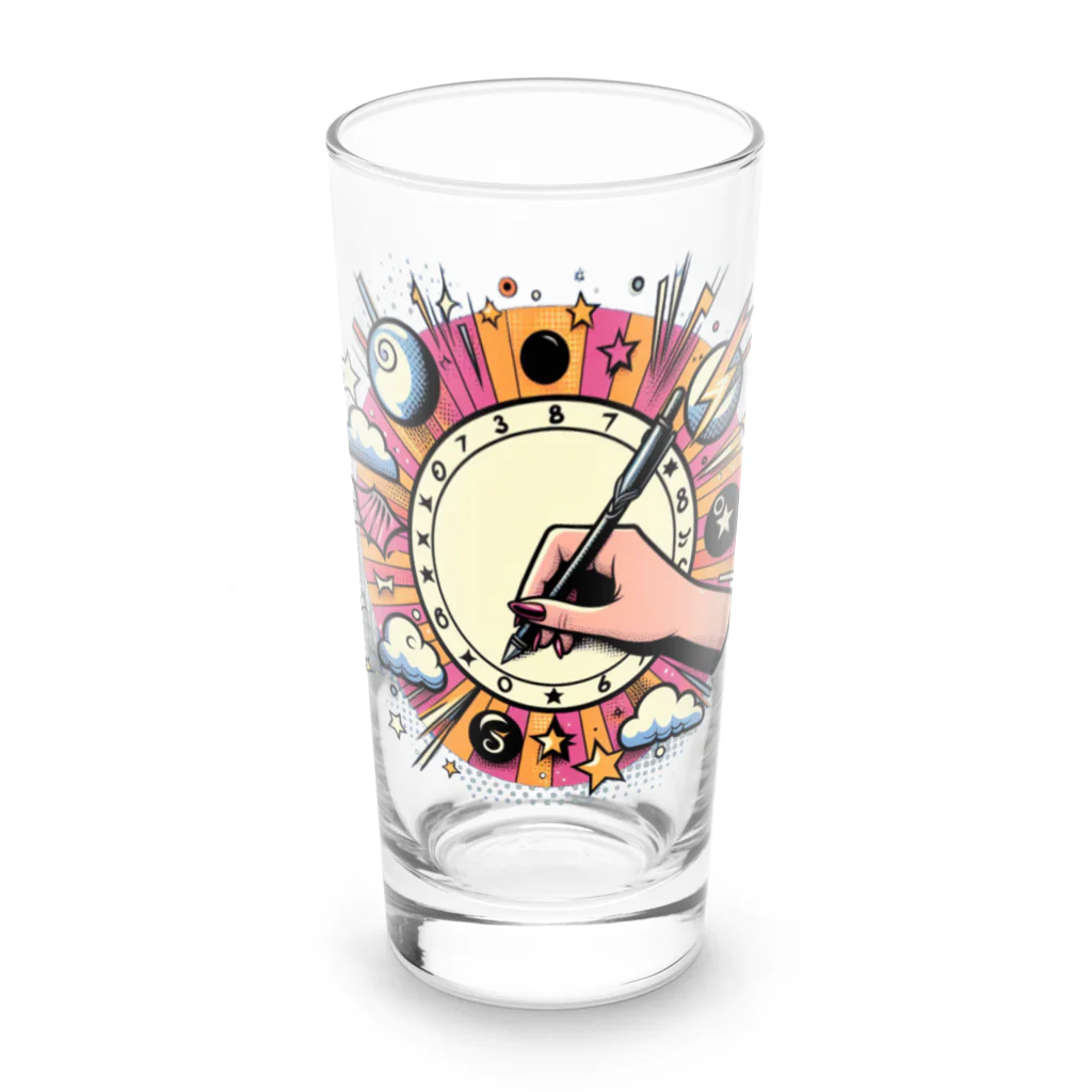 momonekokoのキャンバスに絵を描く女性 Long Sized Water Glass :front