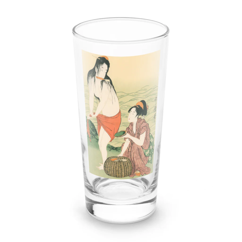 寿めでたや(ukiyoe)の浮世絵：喜多川歌麿_鮑取り  Long Sized Water Glass :front