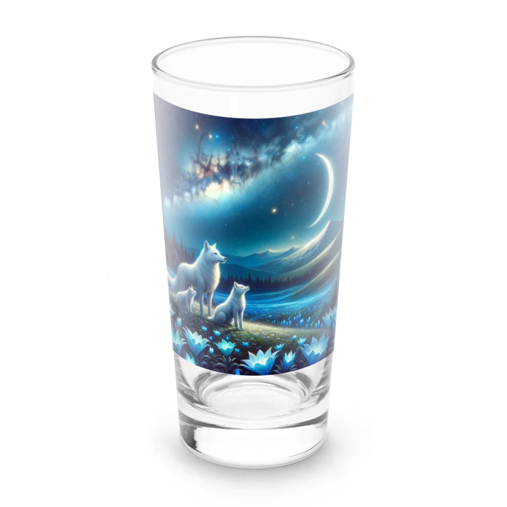 choropperの白狼親子の月夜散策 Long Sized Water Glass :front