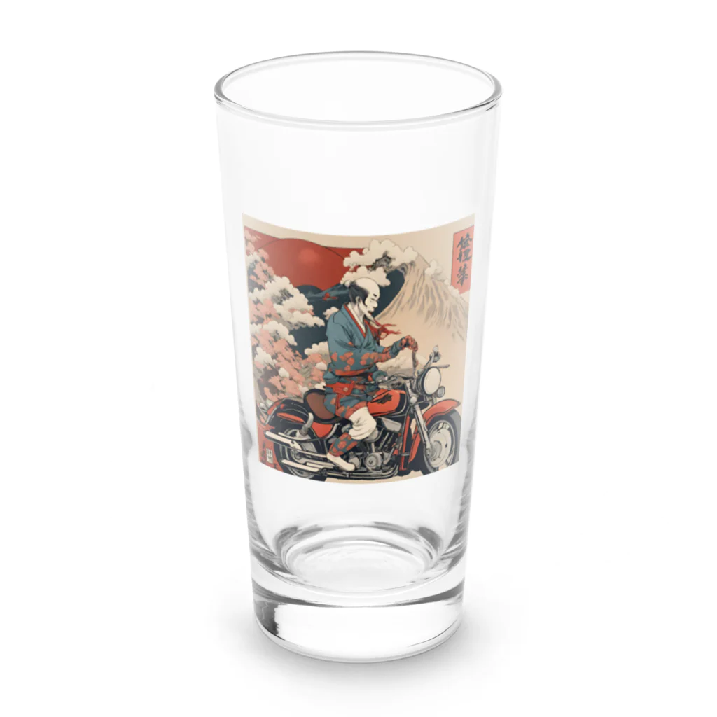 X50000Xのバイクに乗った浮世絵男性 Long Sized Water Glass :front