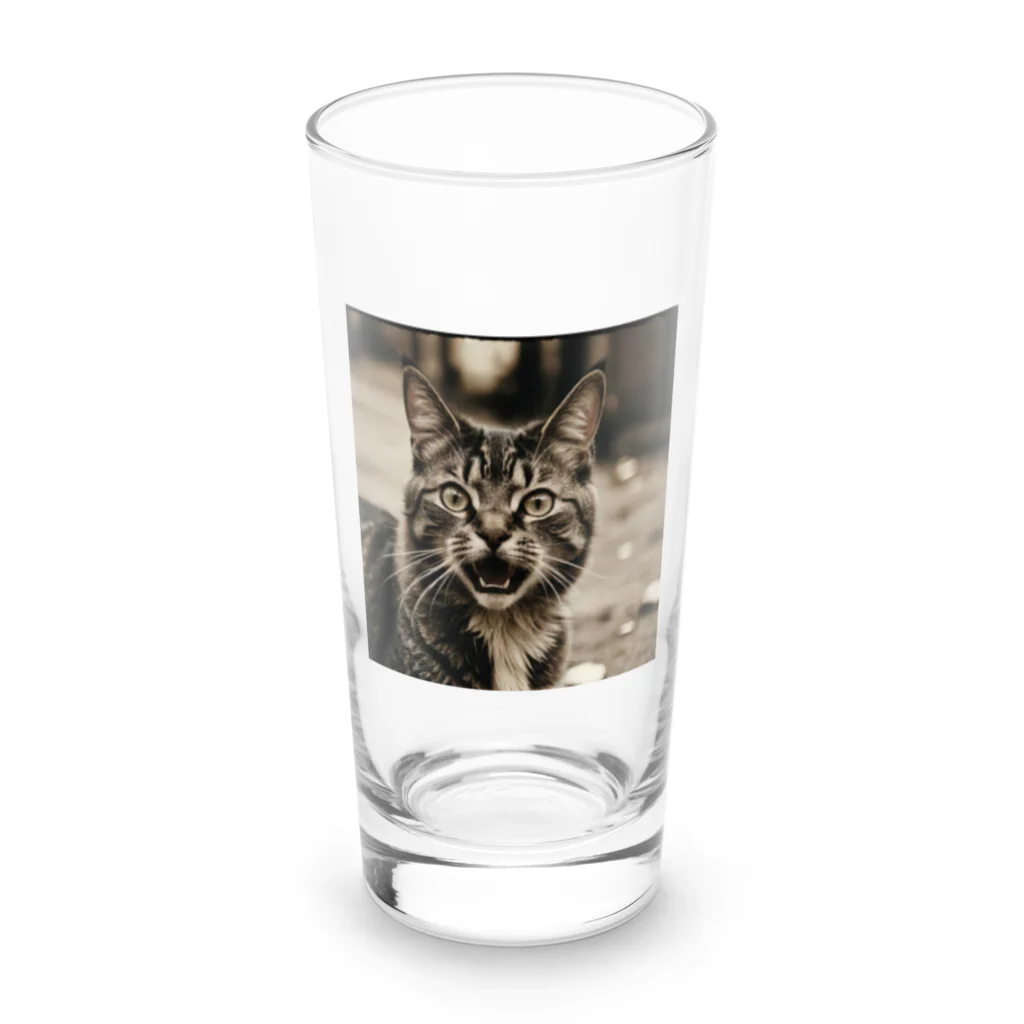 安達聖也の怒ってるネコ Long Sized Water Glass :front