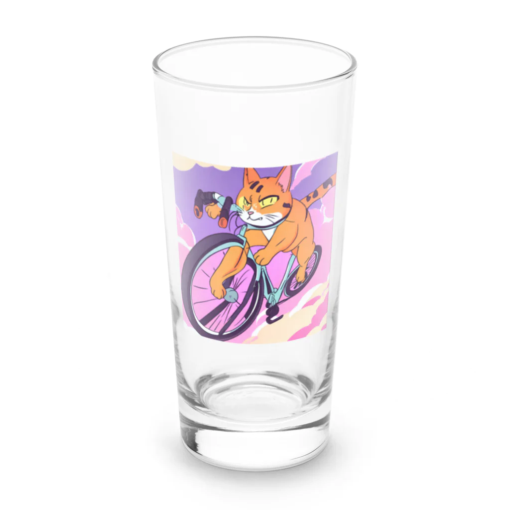 X50000Xの猫、チャリでお出掛け Long Sized Water Glass :front