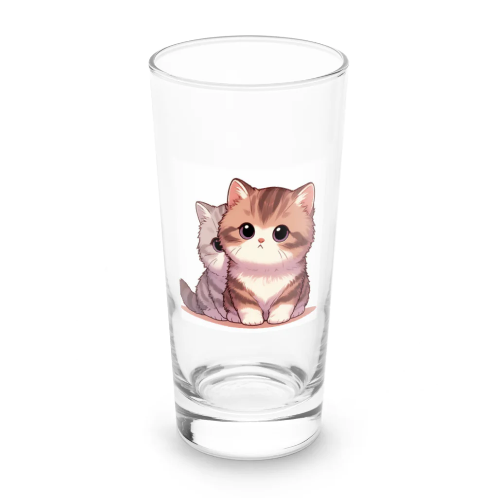 シマのかわいい子猫の兄弟 Long Sized Water Glass :front