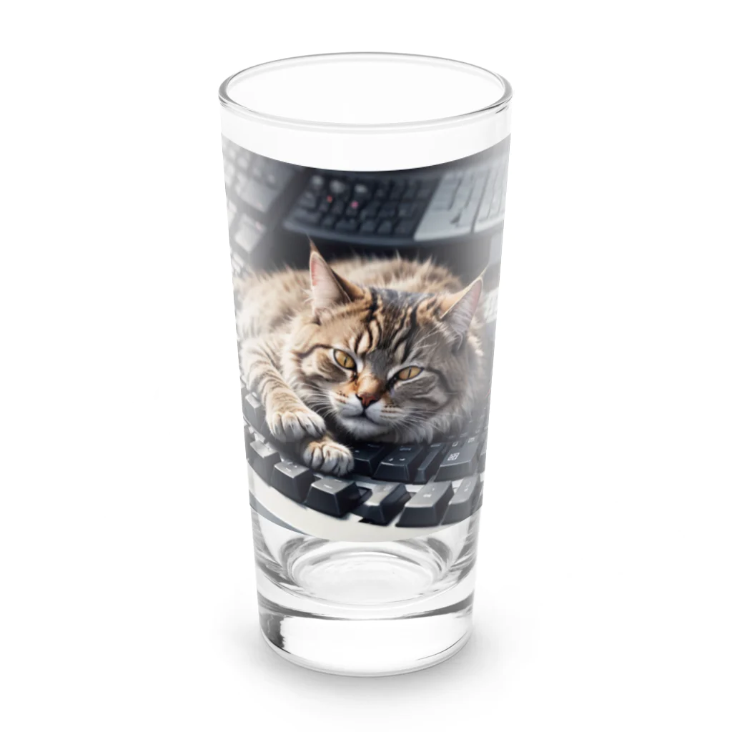 Ruru1の猫とキーボード Long Sized Water Glass :front