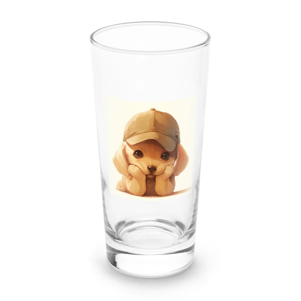 AQUAMETAVERSEのキャプをかぶった可愛い子犬 Marsa 106 Long Sized Water Glass :front