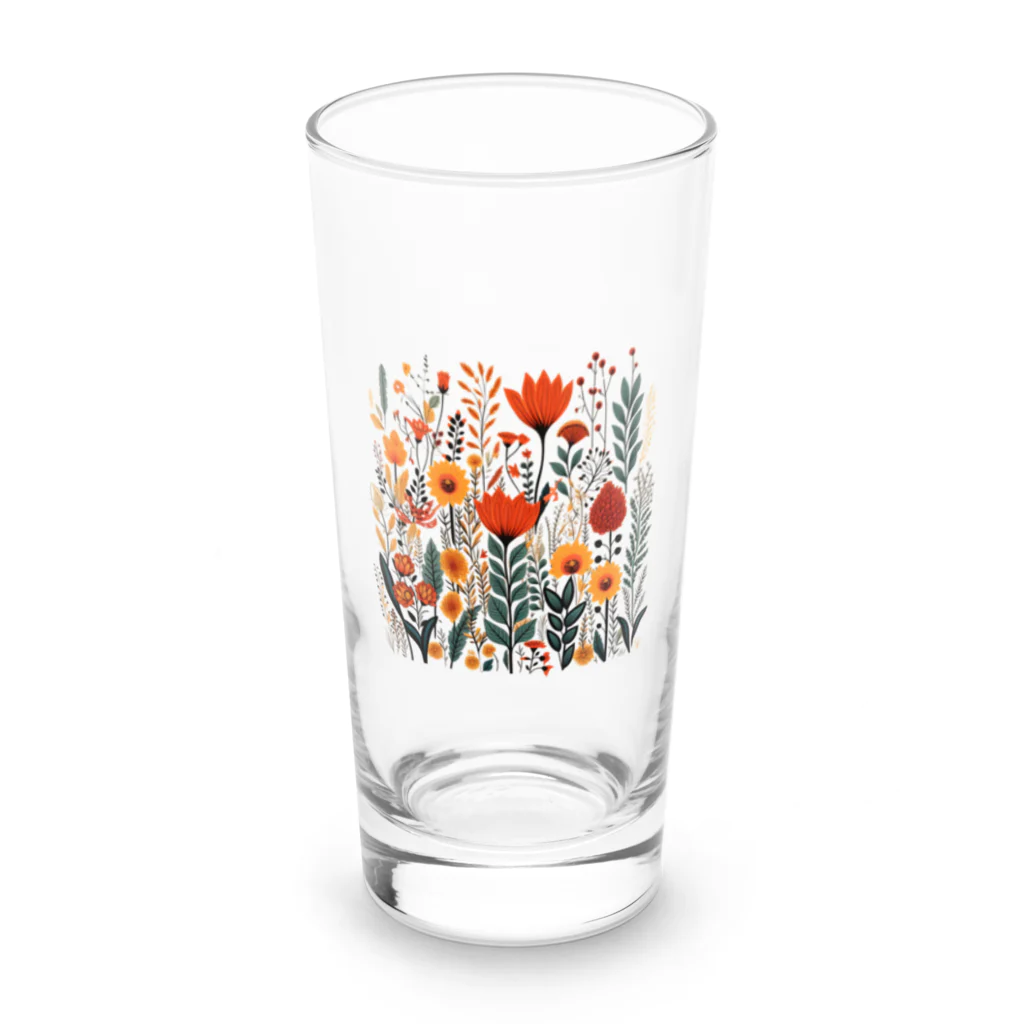 Grazing Wombatのヴィンテージなボヘミアンスタイルの花柄　Vintage Bohemian-style floral pattern Long Sized Water Glass :front