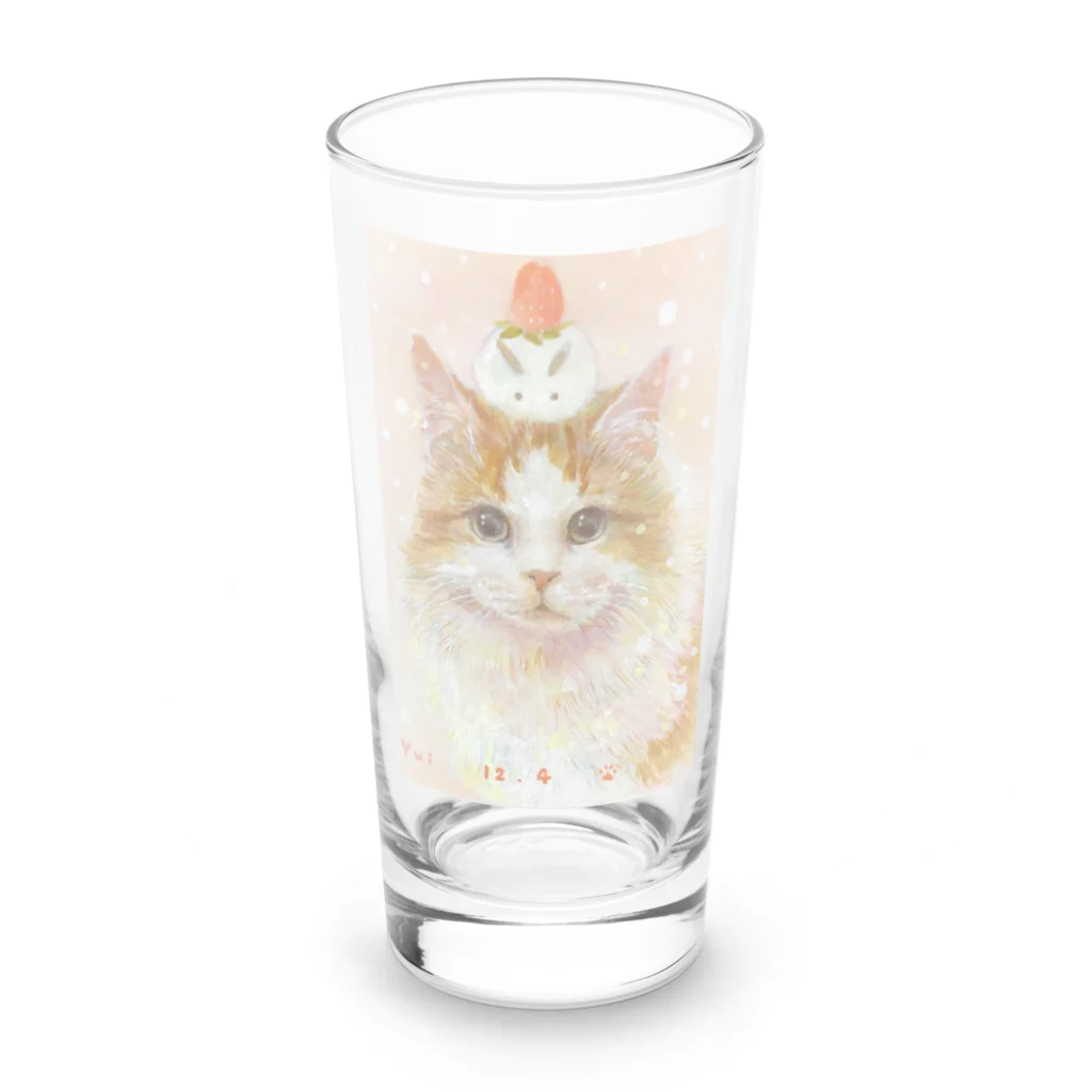 やさしい世界の雪うさ苺大福 Long Sized Water Glass :front