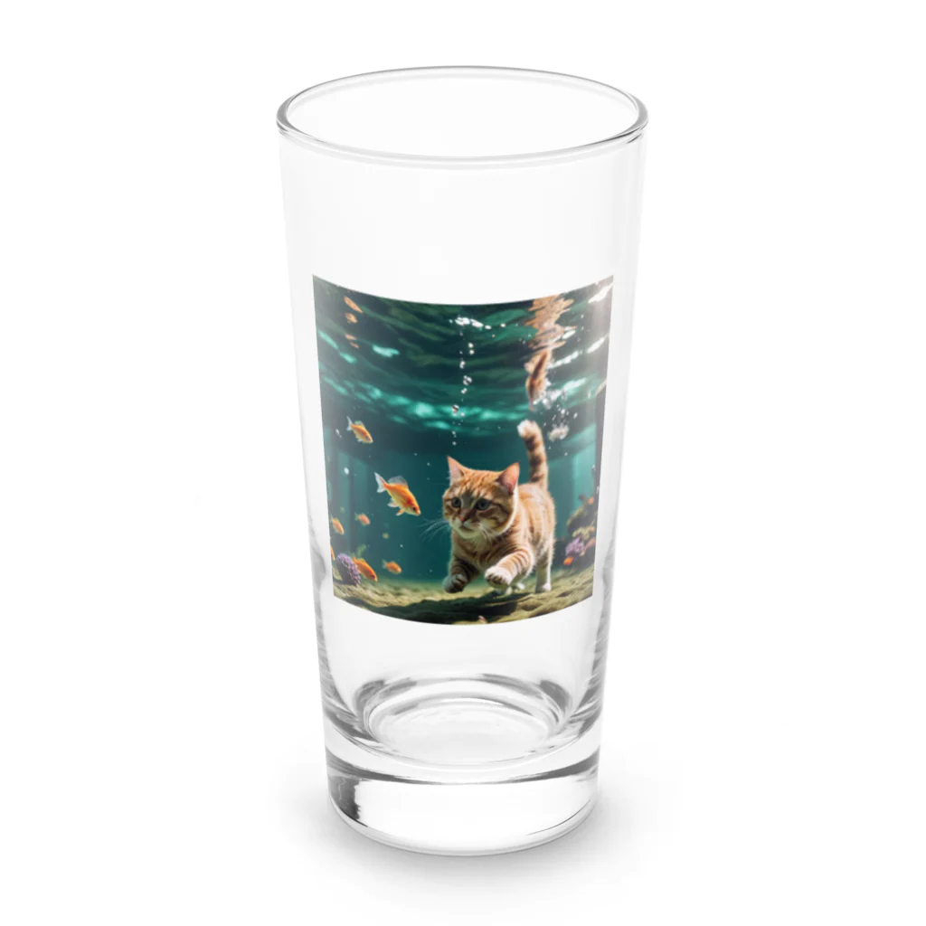 sion1010の泳ぐ猫グッズ Long Sized Water Glass :front
