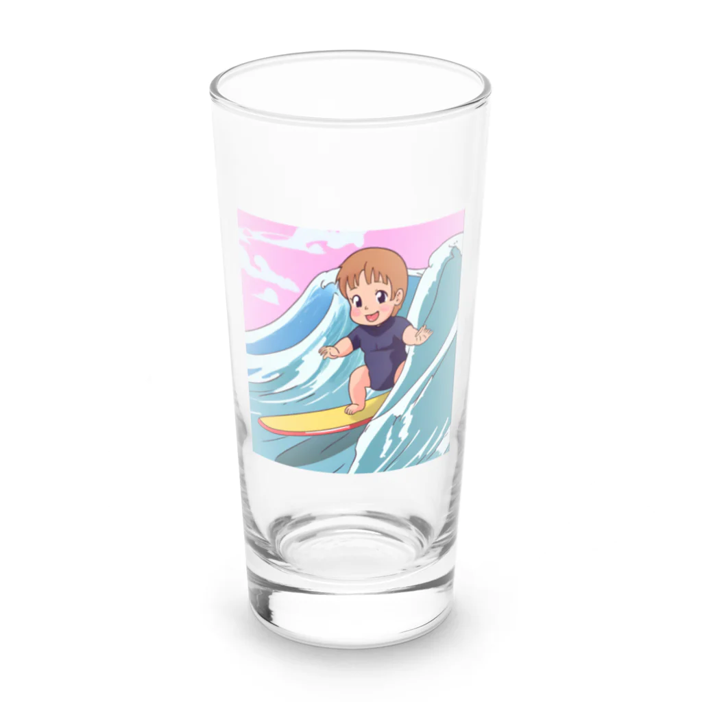 hibiking06の赤ちゃん　サーフィン Long Sized Water Glass :front