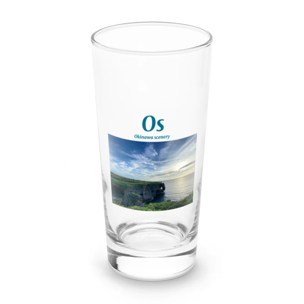 oki_sceneryのおーえす青文字万座毛 Long Sized Water Glass :front