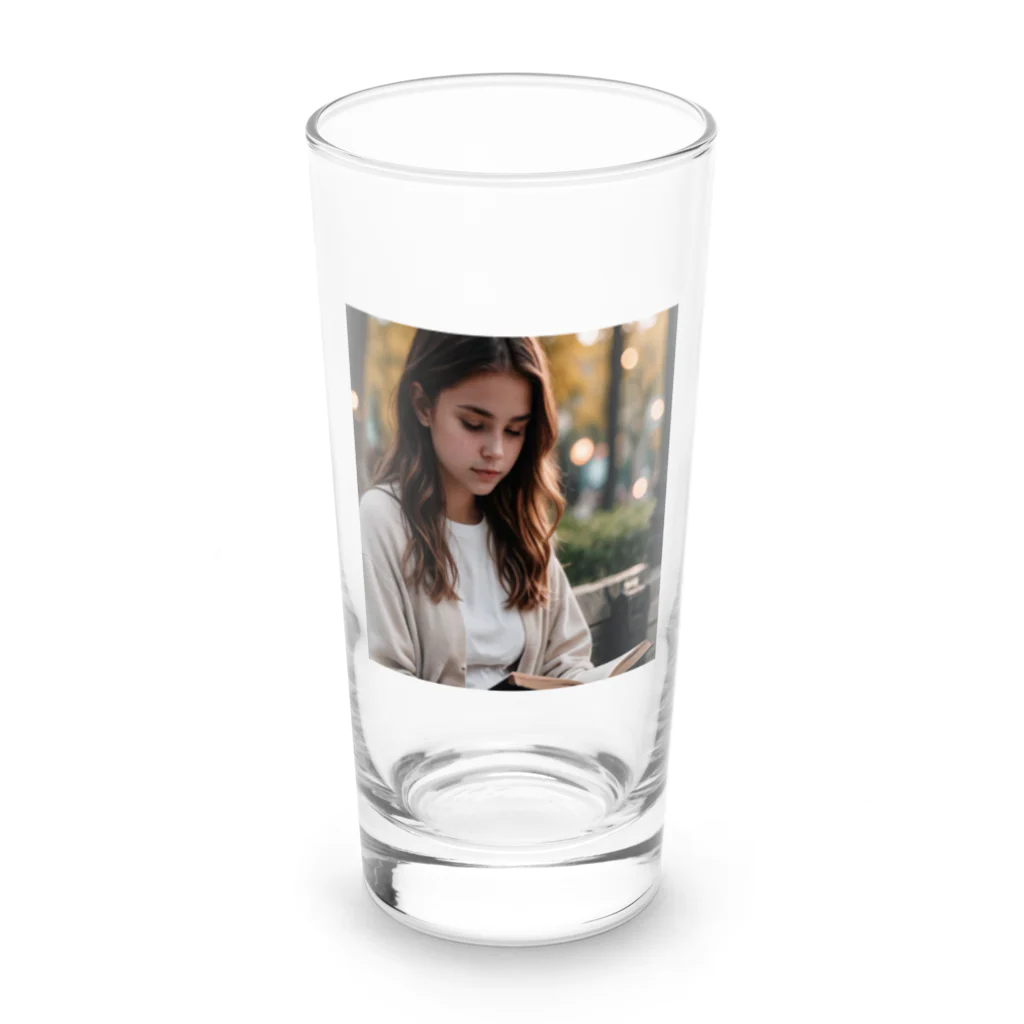 uho_uhoの読書している少女 Long Sized Water Glass :front