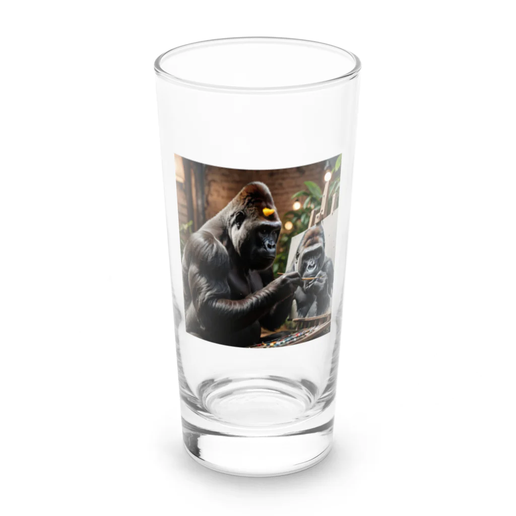 fumi_sportsの絵画人、ゴリラ Long Sized Water Glass :front