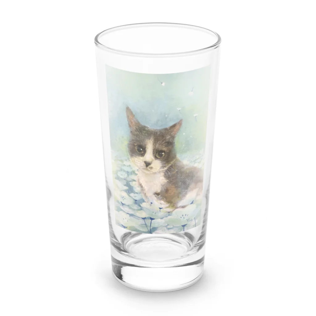 やさしい世界の猫とお花畑 Long Sized Water Glass :front