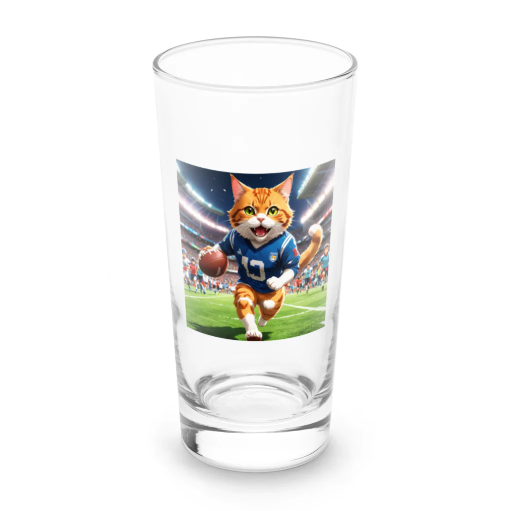 NekoAshiNoBathtubのアメリカンフットボールネコ Long Sized Water Glass :front