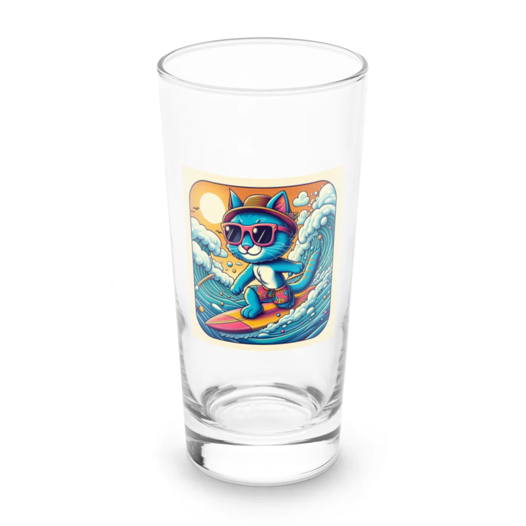 ふぇにゃんくすの猫サーファーたま Long Sized Water Glass :front