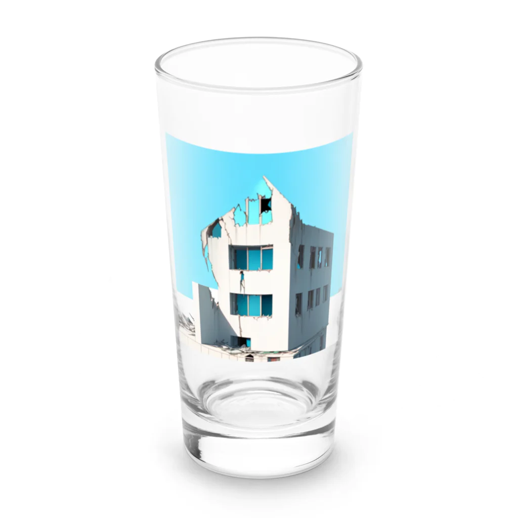 Buildingsの廃墟とスカイブルー Long Sized Water Glass :front