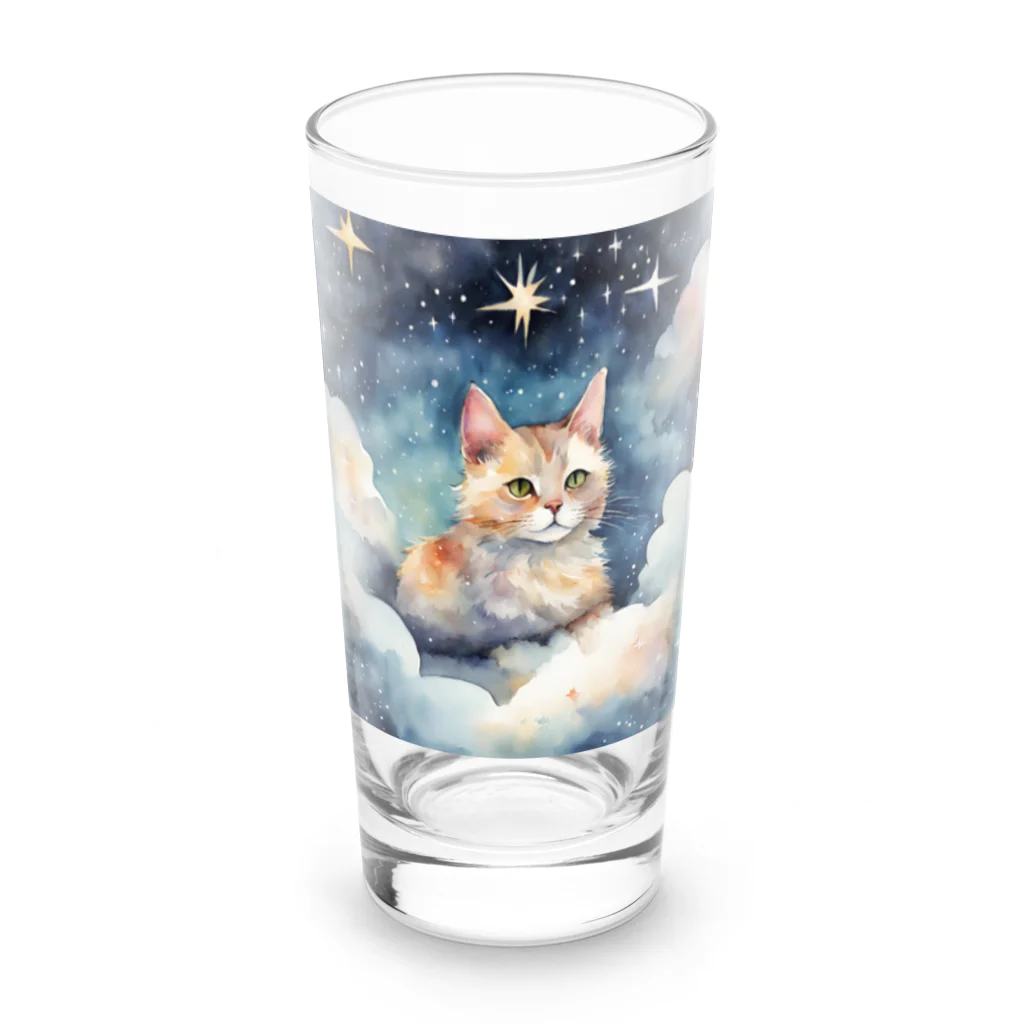 星降る夜にの星雲猫 Long Sized Water Glass :front