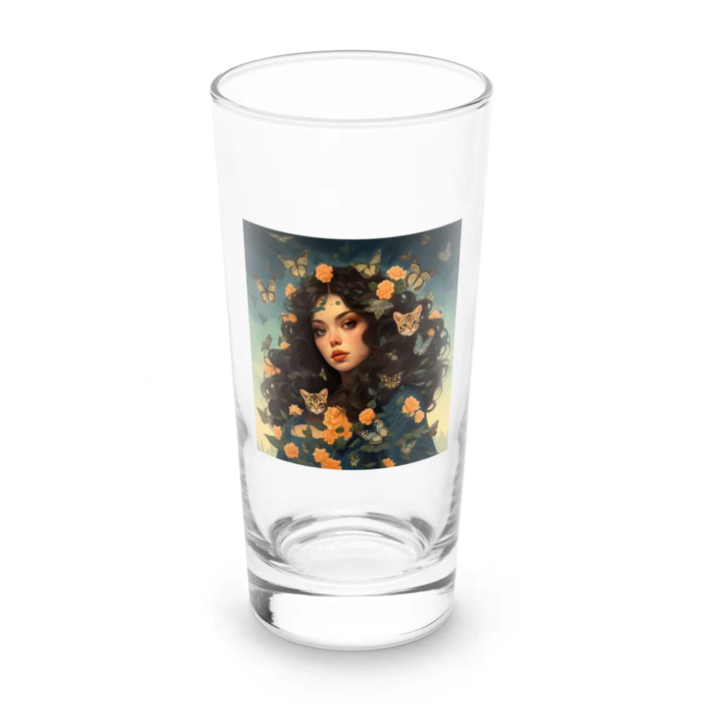 AQUAMETAVERSEの花と女と猫　なでしこ1478 Long Sized Water Glass :front