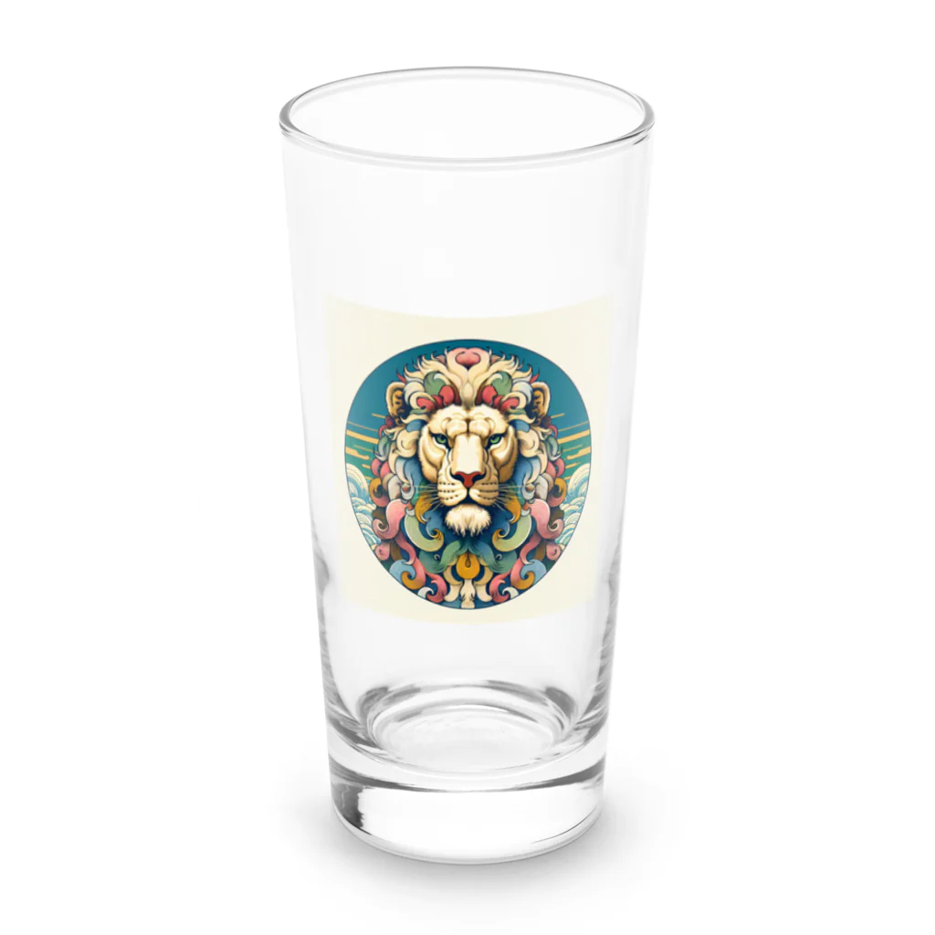 chaochao0701の浮世絵風　ライオン（顔）"Ukiyo-e style lion (face)."  "浮世繪風格的獅子（臉）。" ロンググラス前面