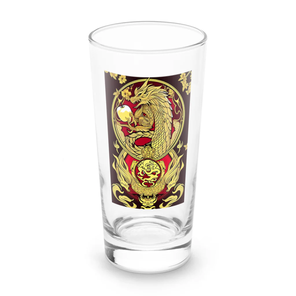 金運上昇金のリンゴの金運上昇金のリンゴと龍 Long Sized Water Glass :front