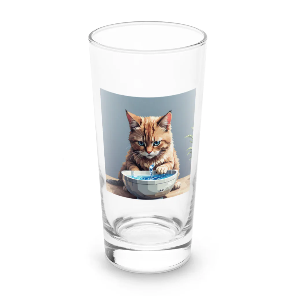 nekoと鉄の水を飲んでいる猫 Long Sized Water Glass :front