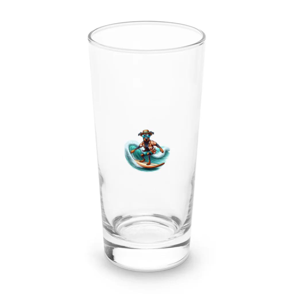 Surfing Dogの波乗りドーベルマン Long Sized Water Glass :front