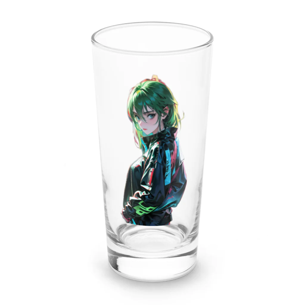 DRILLERのサイバーパンク　緑髪 Long Sized Water Glass :front